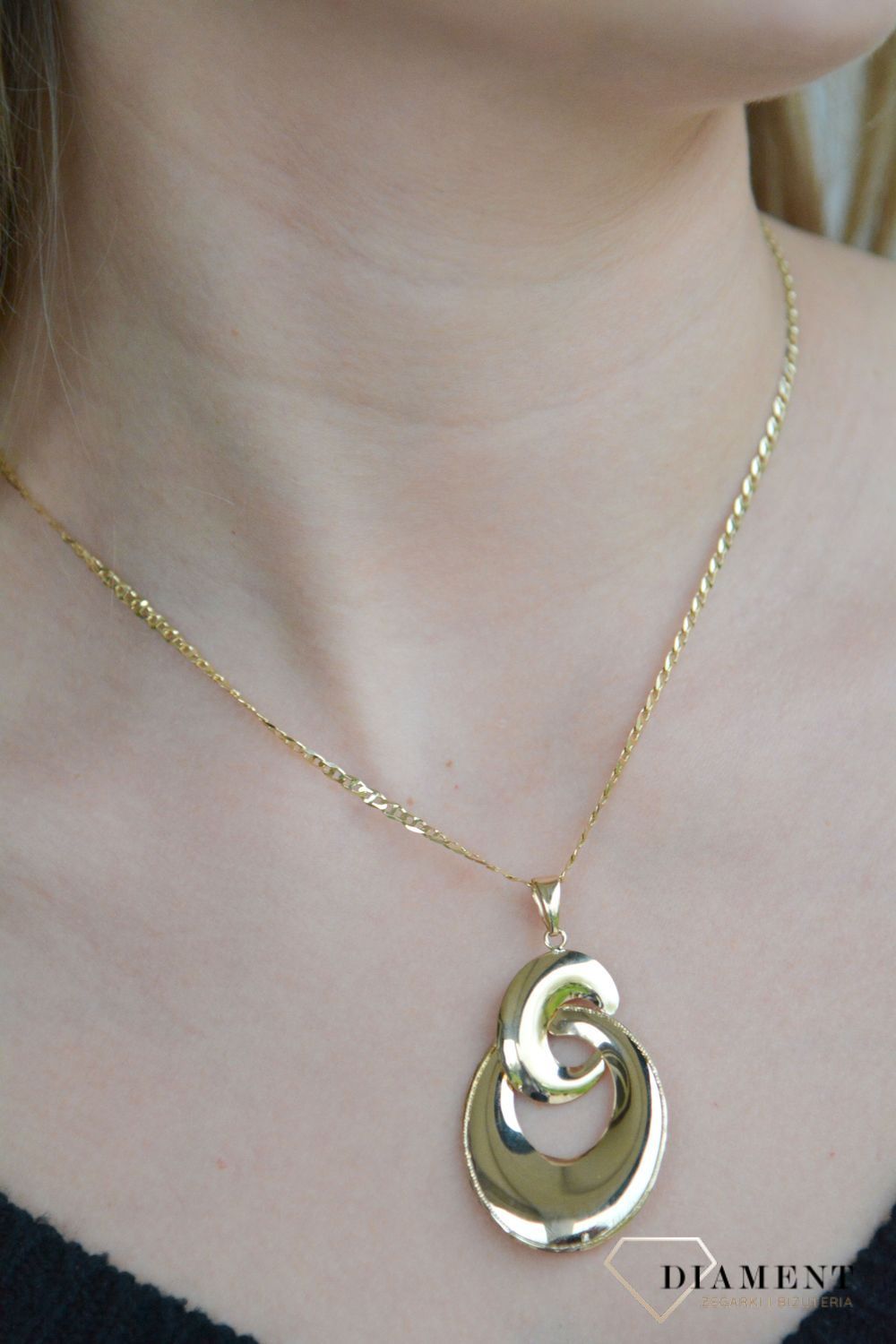 Złota duża zawieszka 585 połączone Owale ZA 7665.jpg